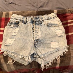 Levi acid wash shorts.